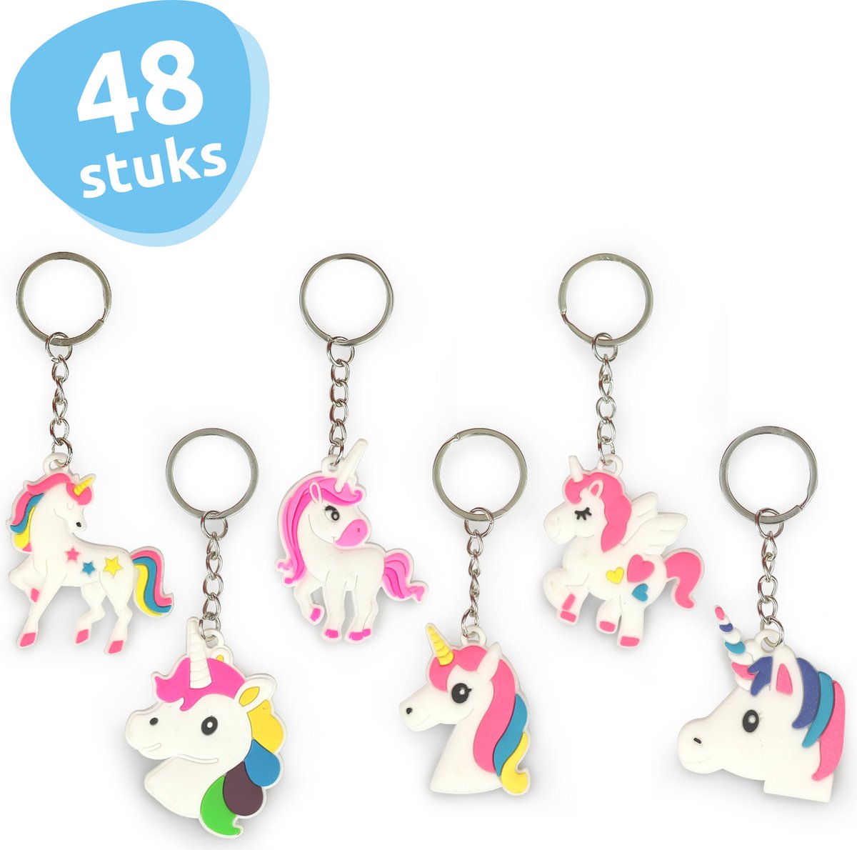 Isas Friends® - Uitdeelcadeautjes Sleutelhangers Unicorns - 48 stuks - Traktatie
